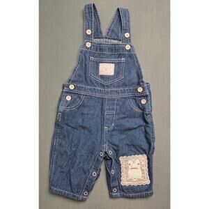 Bon Bebe Baby Girls 3-6 Month Blue Jean Denim Overalls Princess Bunny